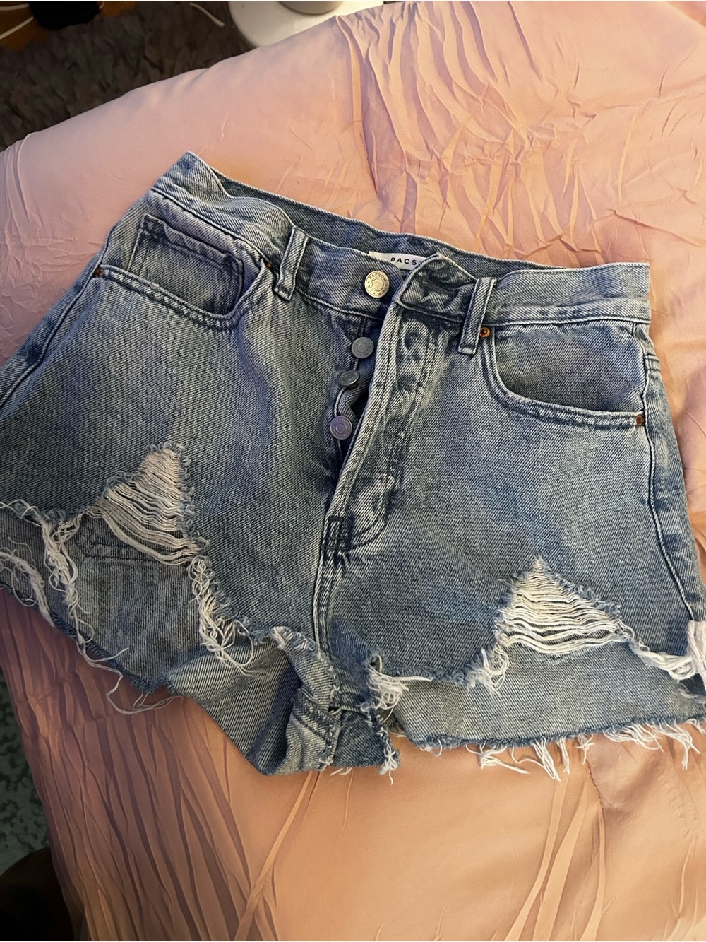 PacSun Women's Light Blue High-Rise Denim Cutoff Shorts. Size 26